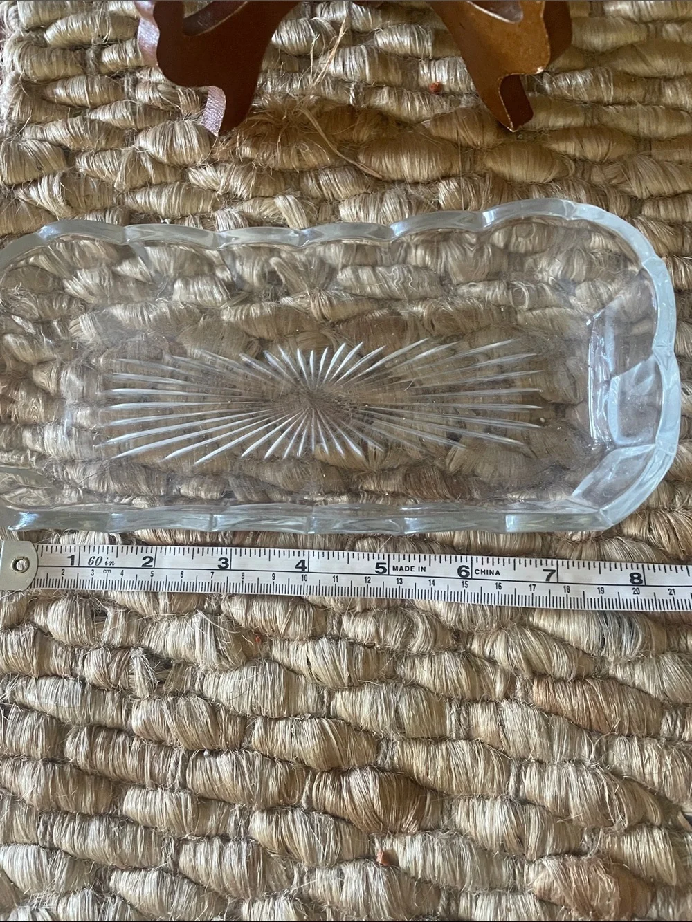 Vintage starburst pattern dish with scallop edges